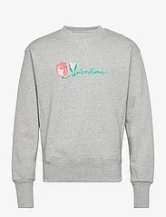 Soulland - Flower Logo sweatshirt - medvilniniai megztiniai - grey melange - 0