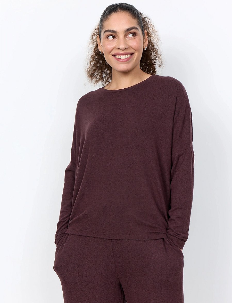 Soyaconcept - SC-BIARA - long-sleeved tops - 98980 chocolate plum melange - 0