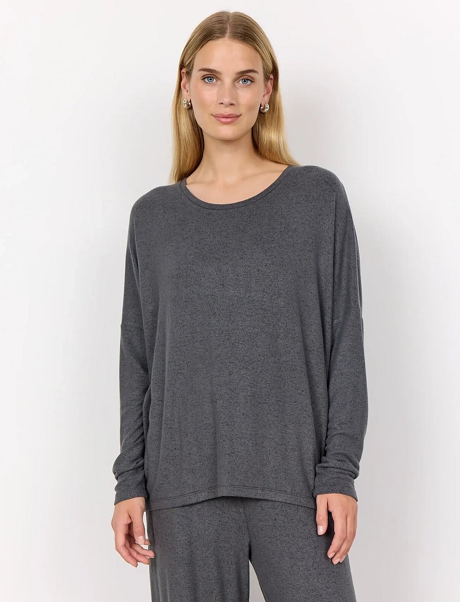 Soyaconcept - SC-BIARA - langærmede toppe - 99870 dark earth melange - 0
