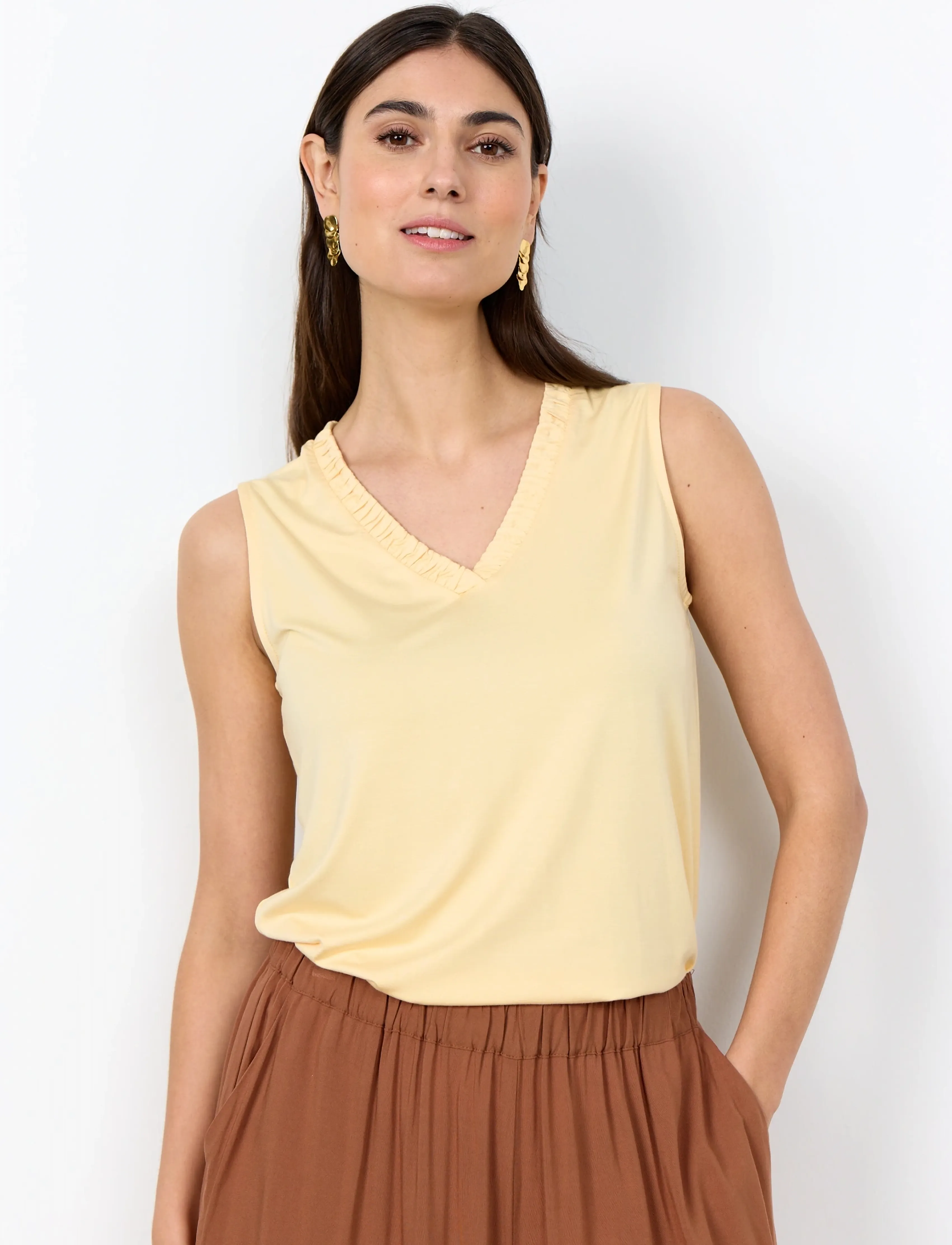 Soyaconcept Sc-Marica, Damen, Ärmelloses V-Ausschnitt Top, Gelb, Gr.XXL