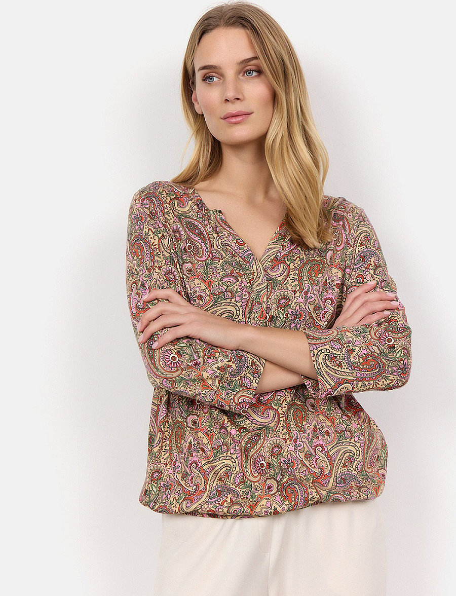 Soyaconcept - SC-FELICITY AOP - langärmelige blusen - pink combi - 0