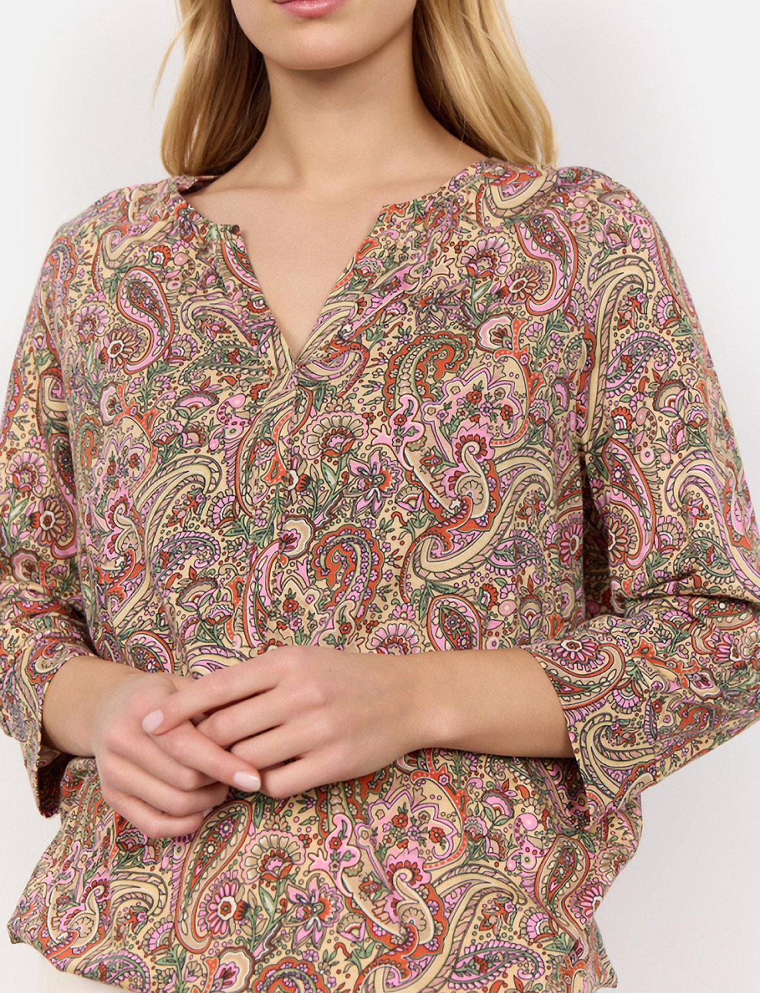 Soyaconcept - SC-FELICITY AOP - långärmade blusar - pink combi - 5