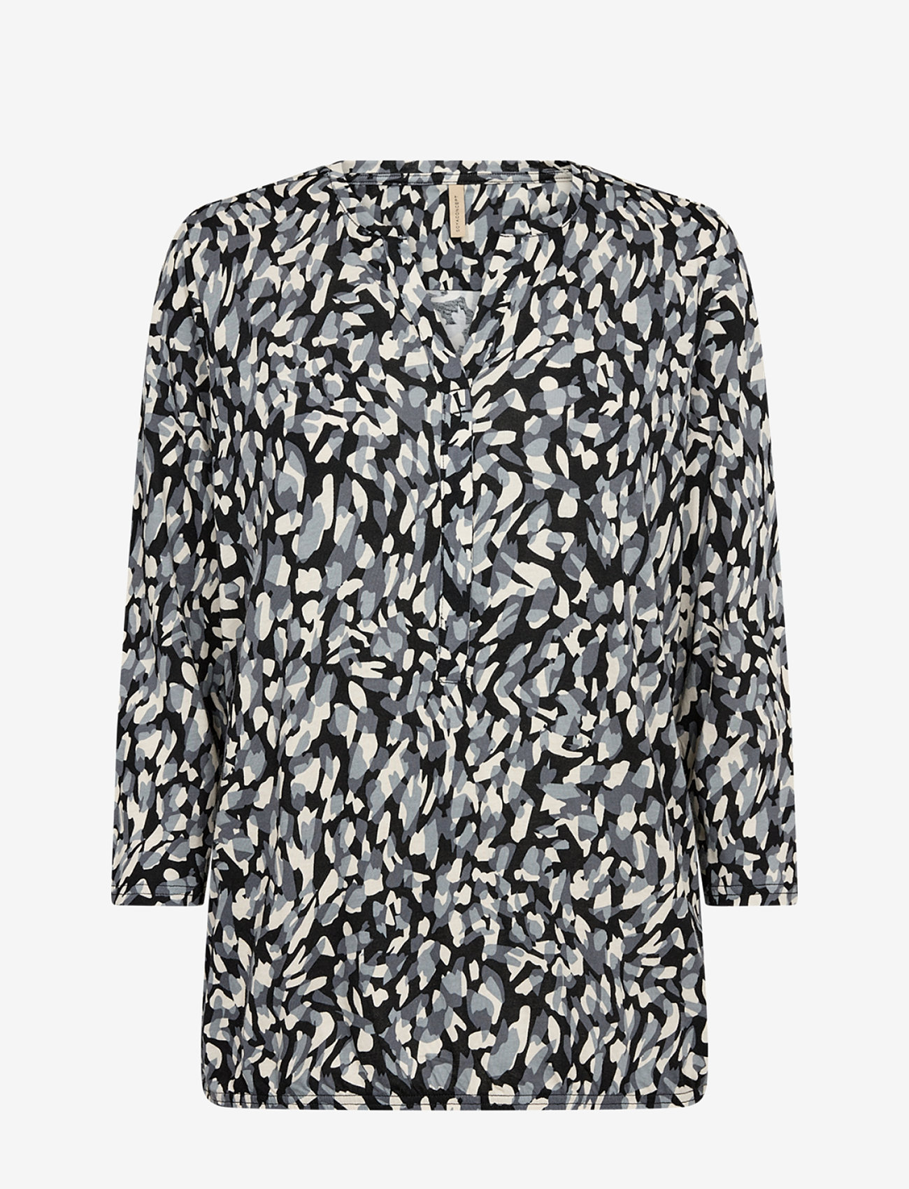 Soyaconcept - SC-FELICITY AOP - kortärmade blusar - black combi - 1