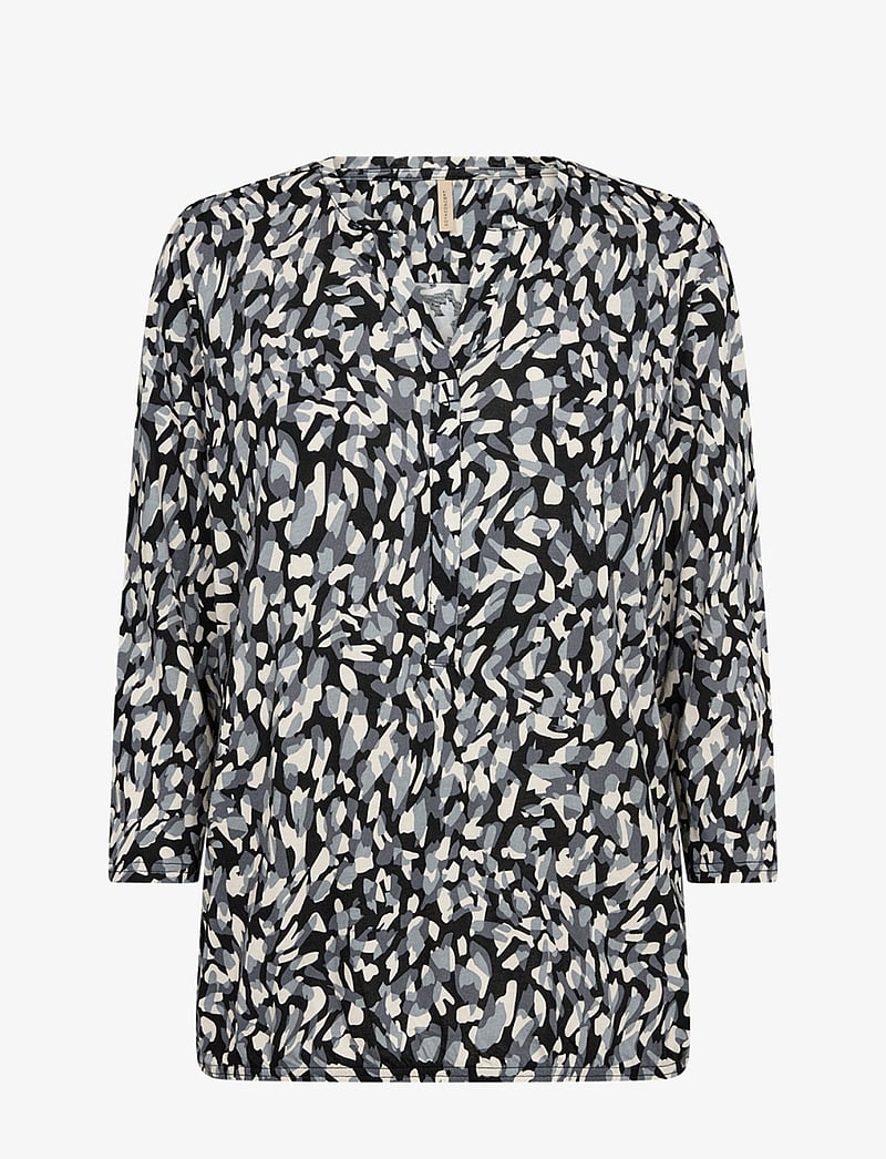 Soyaconcept - SC-FELICITY AOP - kortärmade blusar - black combi - 1