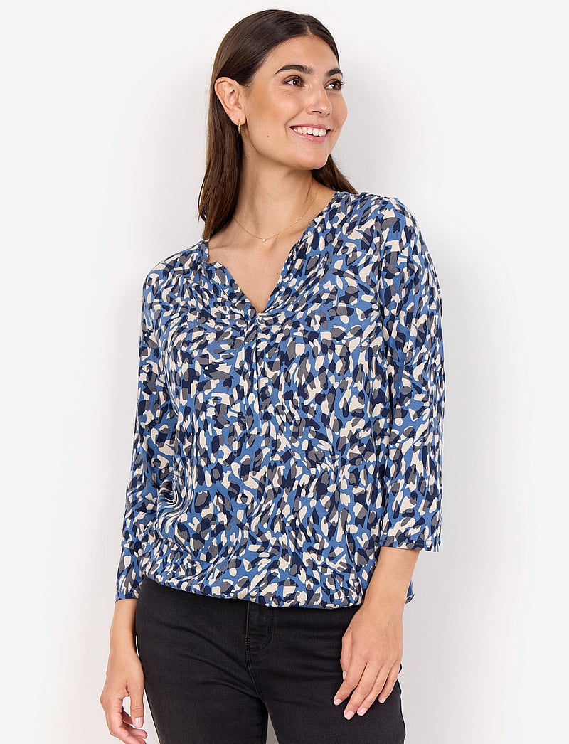 Soyaconcept - SC-FELICITY AOP - kortærmede bluser - blue iris combi - 0