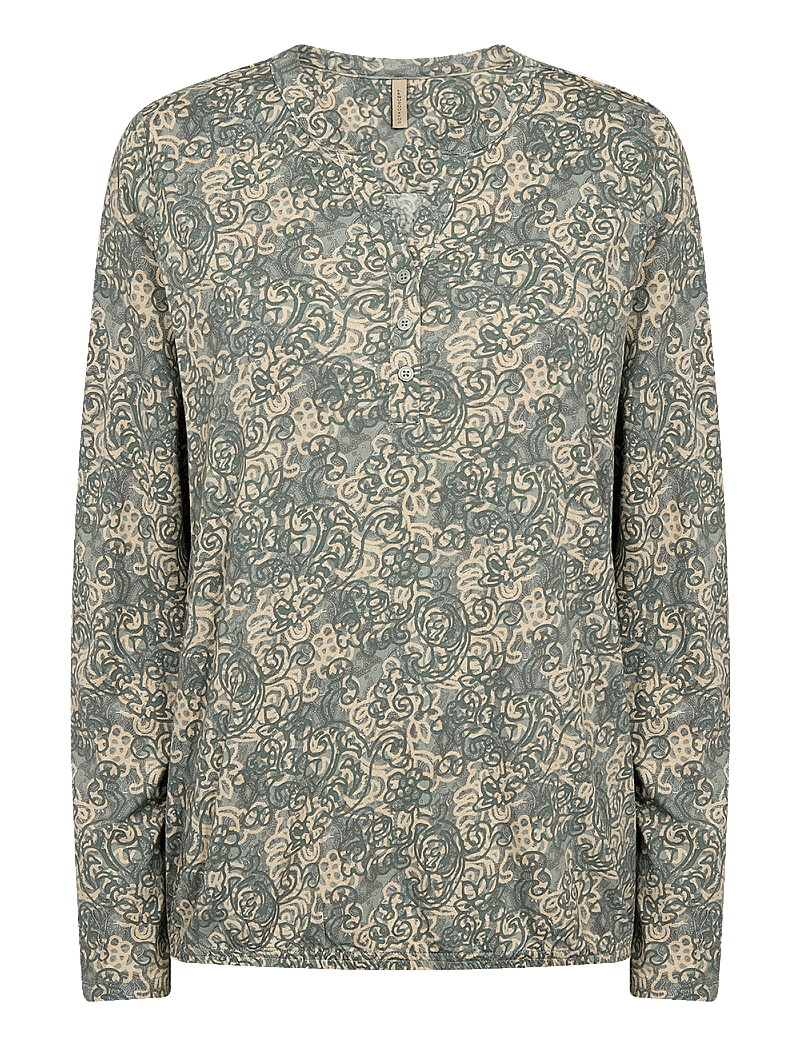 Soyaconcept - SC-FELICITY AOP - långärmade blusar - mineral green combi - 0