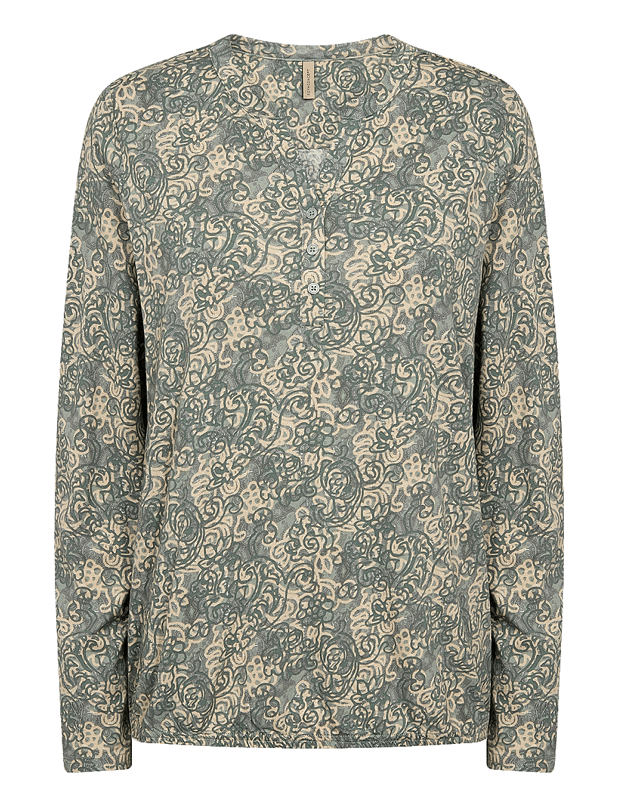 Soyaconcept - SC-FELICITY AOP - langärmelige blusen - mineral green combi - 0