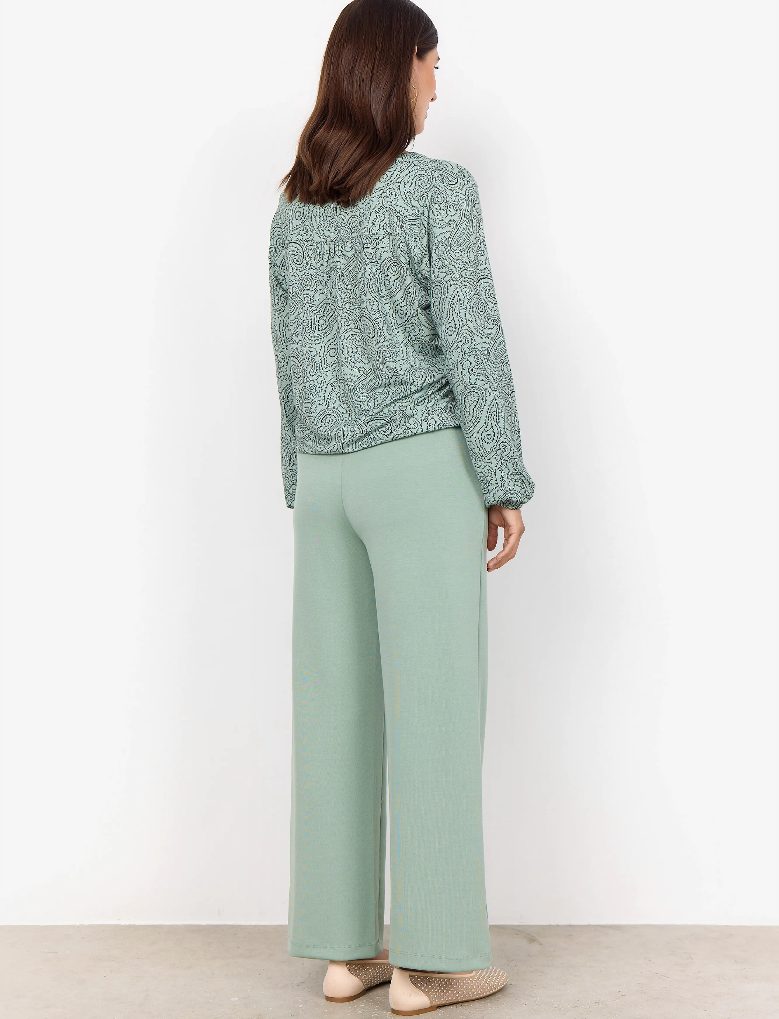 Soyaconcept - SC-MARICA AOP - long sleeved blouses - mineral green combi - 3