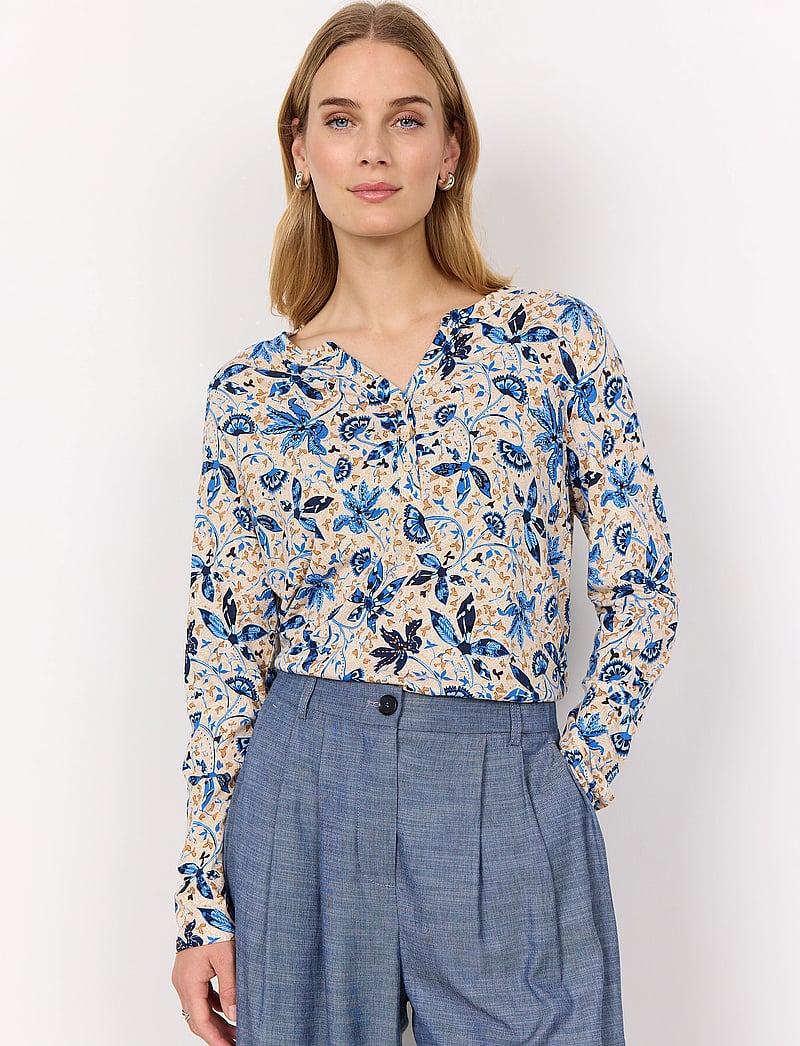 Soyaconcept - SC-FELICITY AOP - langärmlige blusen - air blue combi - 0