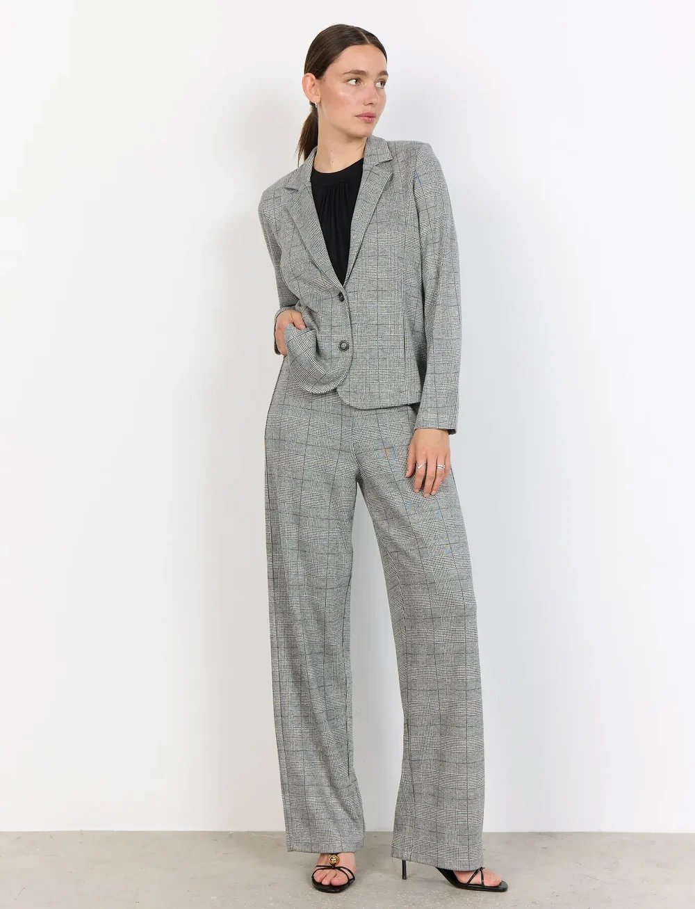 Soyaconcept - SC-PRIX - enkeltradede blazere - 99110 lt grey melange combi - 4