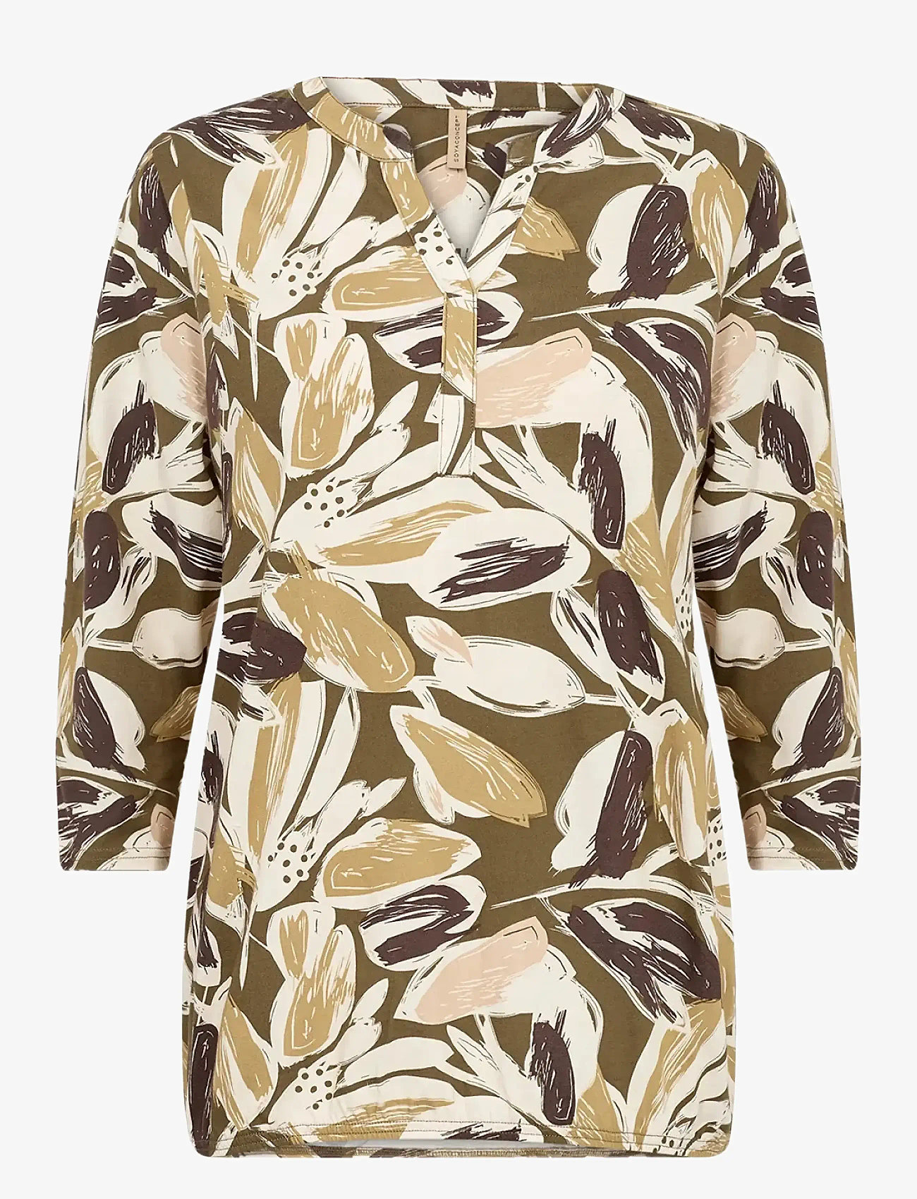 Soyaconcept - SC-FELICITY AOP - langärmlige blusen - 7230 misty olive combi - 1