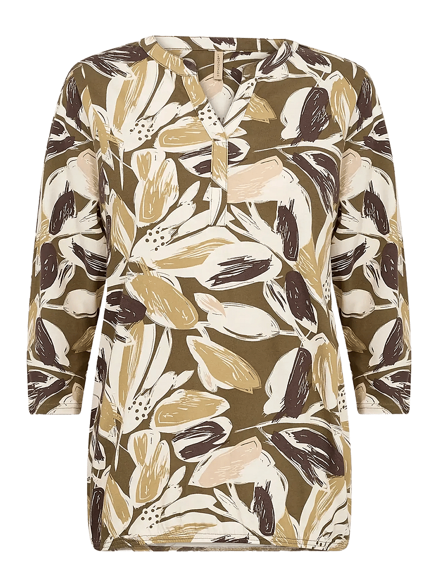 Soyaconcept - SC-FELICITY AOP - langärmelige blusen - 7230 misty olive combi - 1