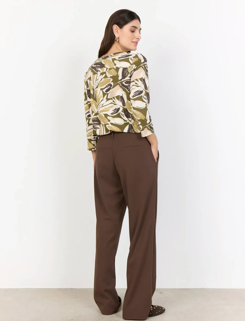 Soyaconcept - SC-FELICITY AOP - blouses met lange mouwen - 7230 misty olive combi - 3