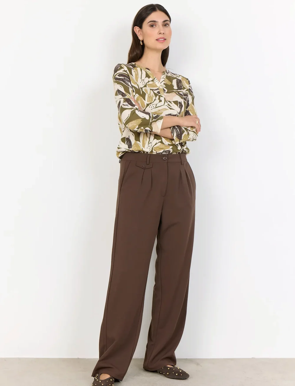 Soyaconcept - SC-FELICITY AOP - blouses met lange mouwen - 7230 misty olive combi - 4