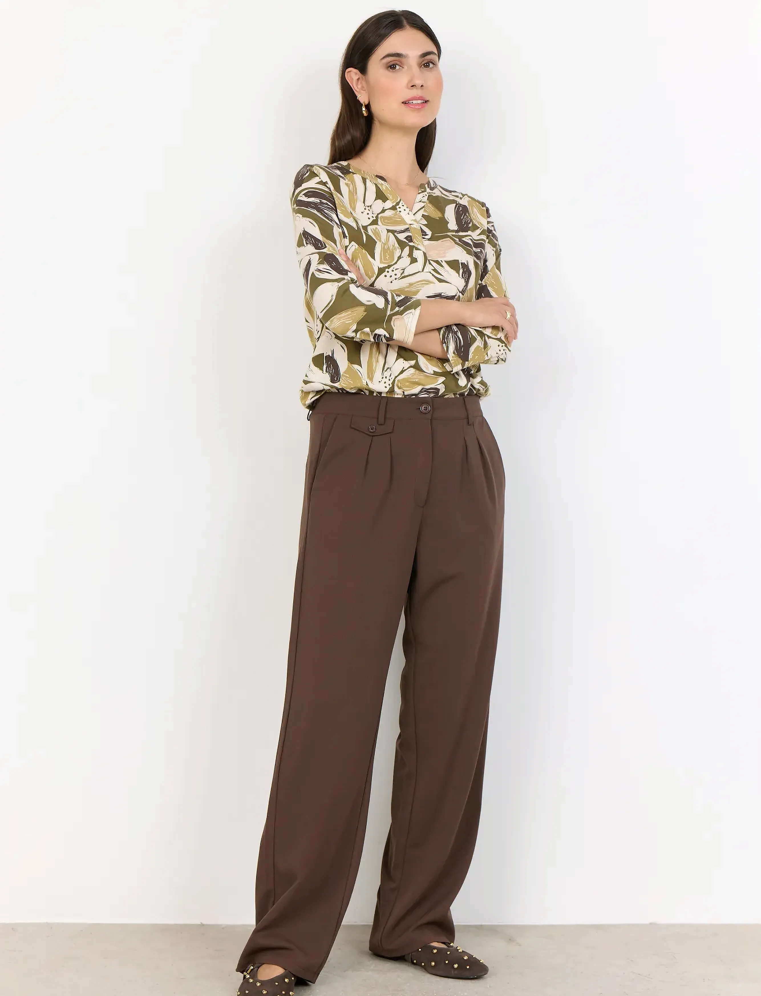 Soyaconcept - SC-FELICITY AOP - blūzes ar garām piedurknēm - 7230 misty olive combi - 4