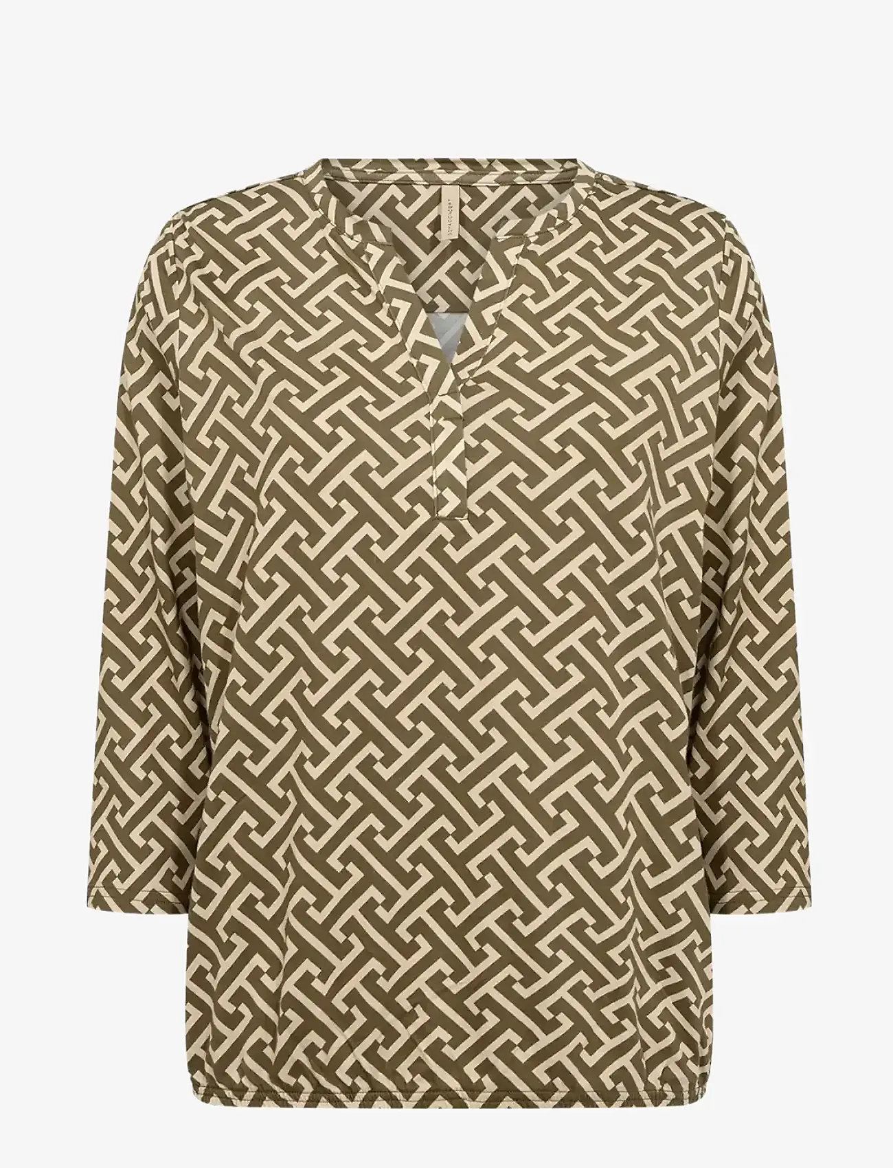 Soyaconcept - SC-FELICITY AOP - langärmlige blusen - 7965c dark olive combi - 0