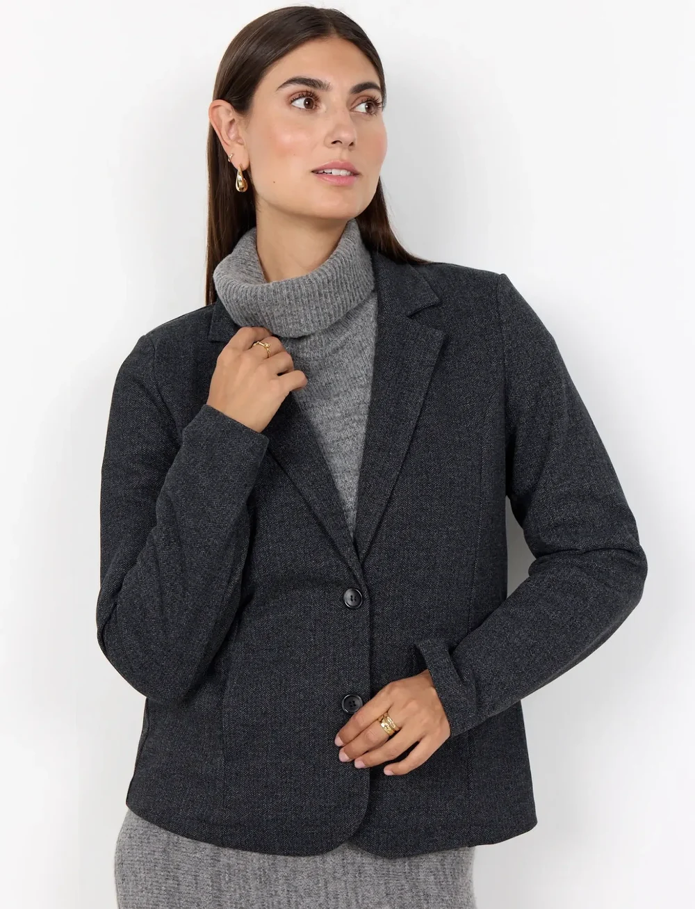 Soyaconcept - SC-VINJA - einreihige blazer - 99870 dark earth melange combi - 0