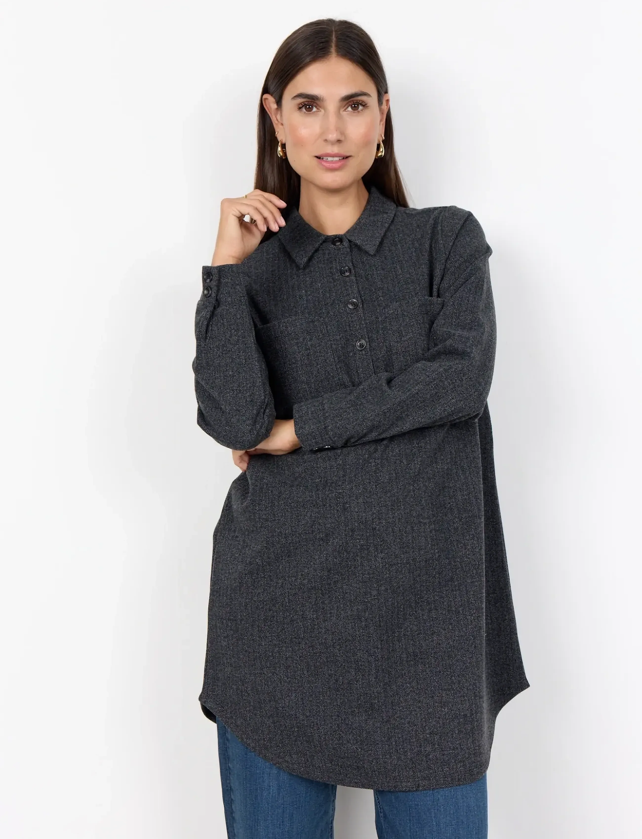 Soyaconcept SC-VINJA - Hemdkleider - 99870 DARK EARTH MELANGE COMBI / grey