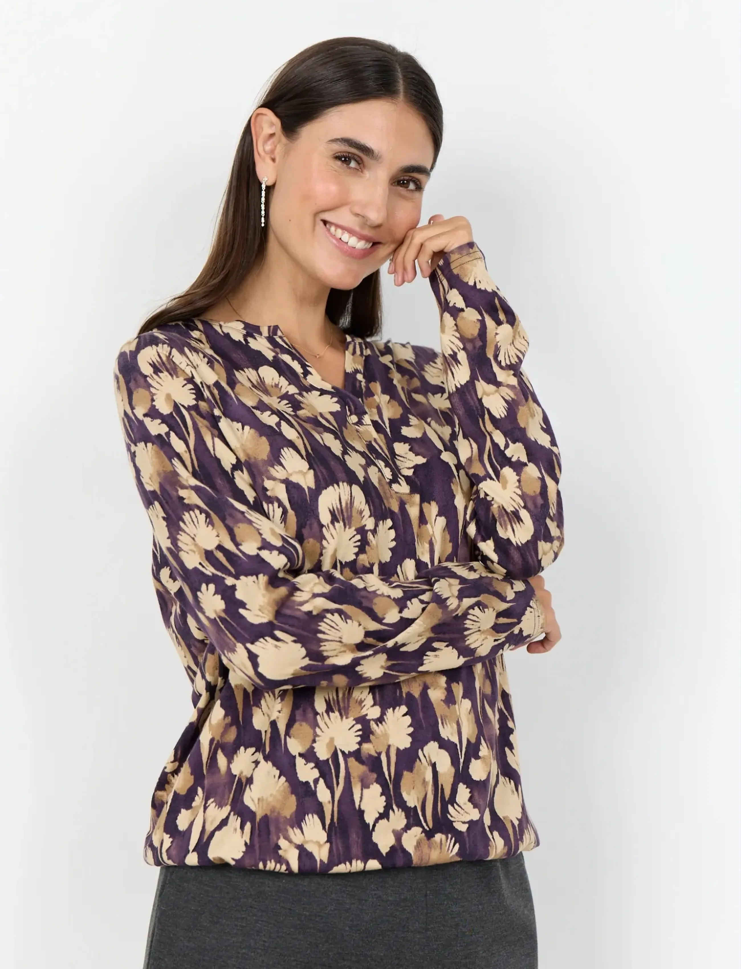 Soyaconcept - SC-FELICITY AOP - langerma blússur - 5120c plum perfect combi - 0