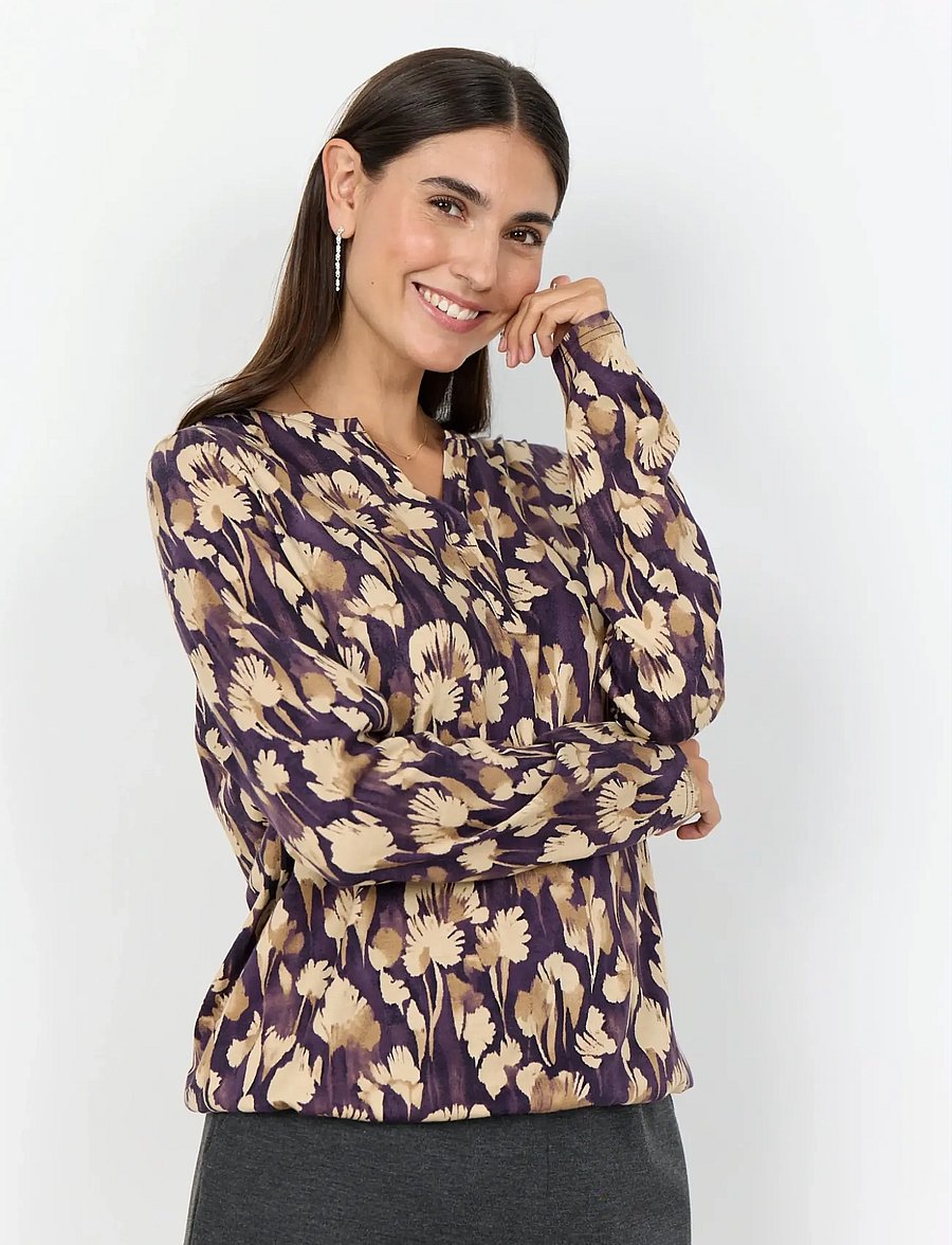 Soyaconcept - SC-FELICITY AOP - bluzki z długimi rękawami - 5120c plum perfect combi - 0