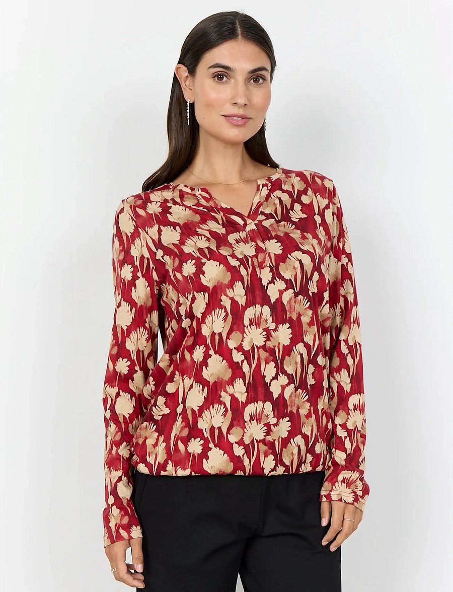 Soyaconcept - SC-FELICITY AOP - langärmelige blusen - 4177c chili pepper combi - 0
