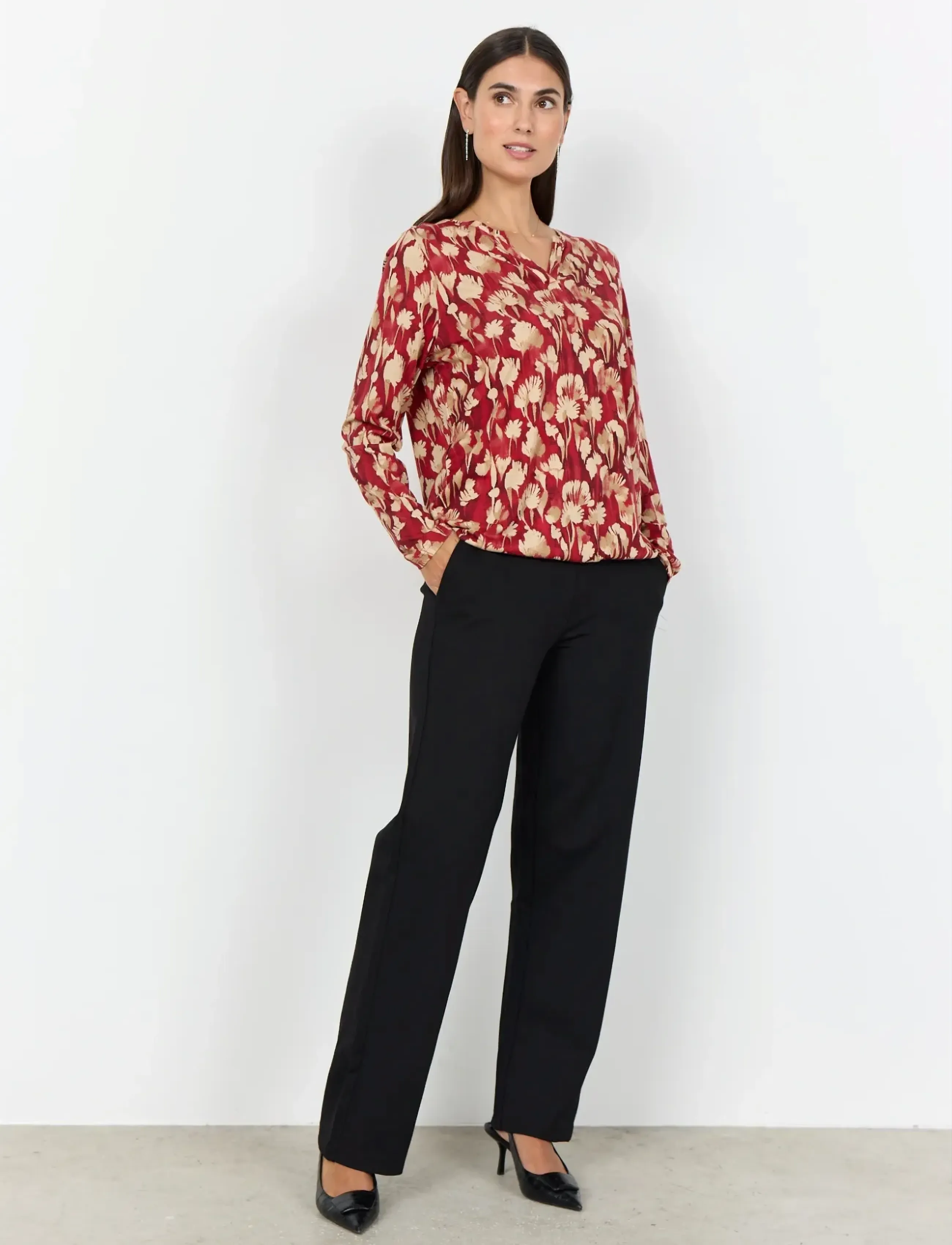 Soyaconcept - SC-FELICITY AOP - long sleeved blouses - 4177c chili pepper combi - 4