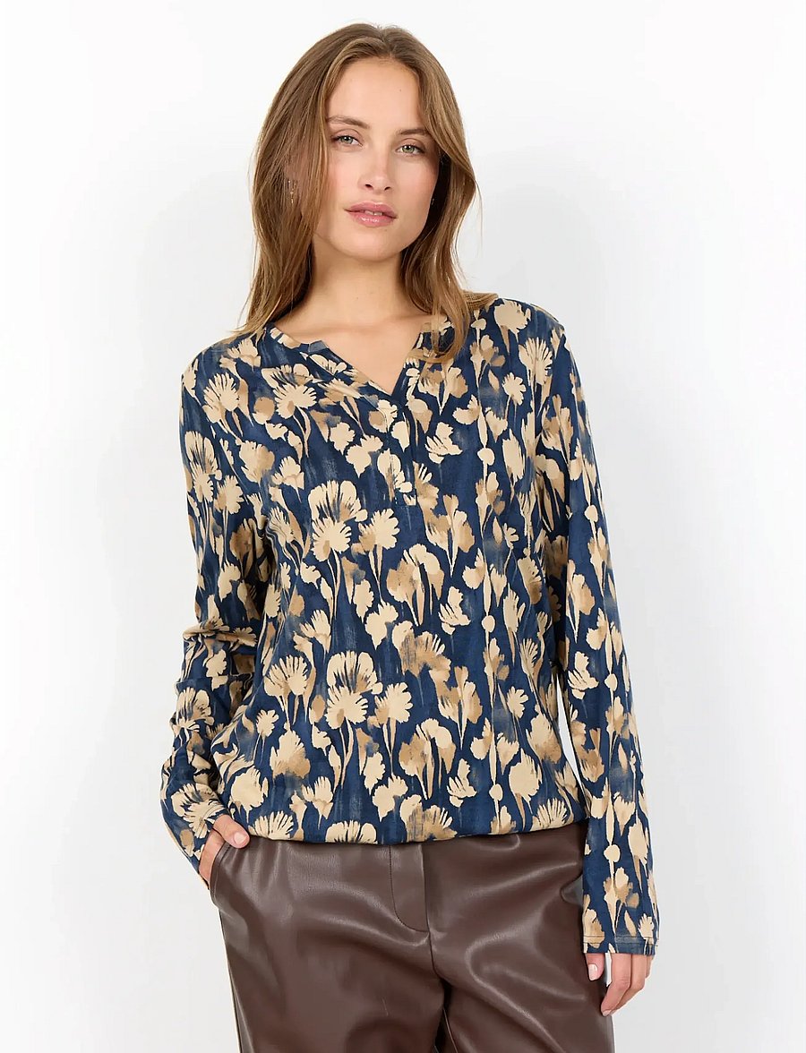 Soyaconcept - SC-FELICITY AOP - bluzki z długimi rękawami - 6905c navy blazer combi - 0