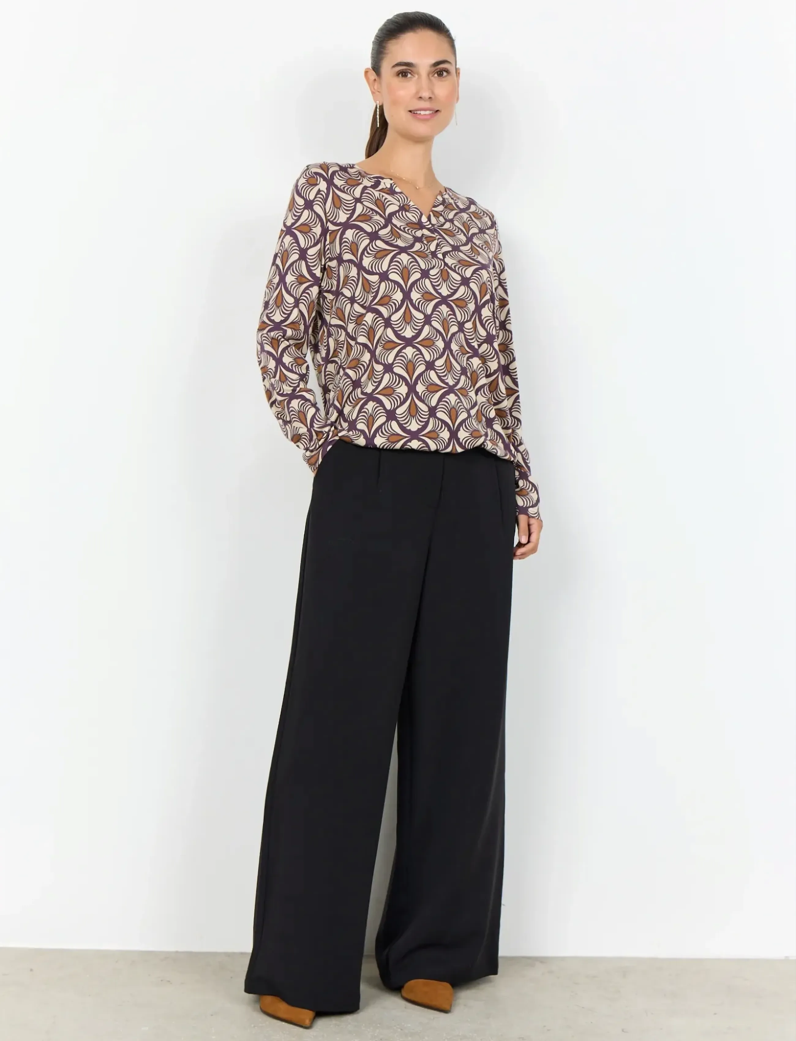 Soyaconcept - SC-FELICITY AOP - langærmede bluser - 5120c plum perfect combi - 4