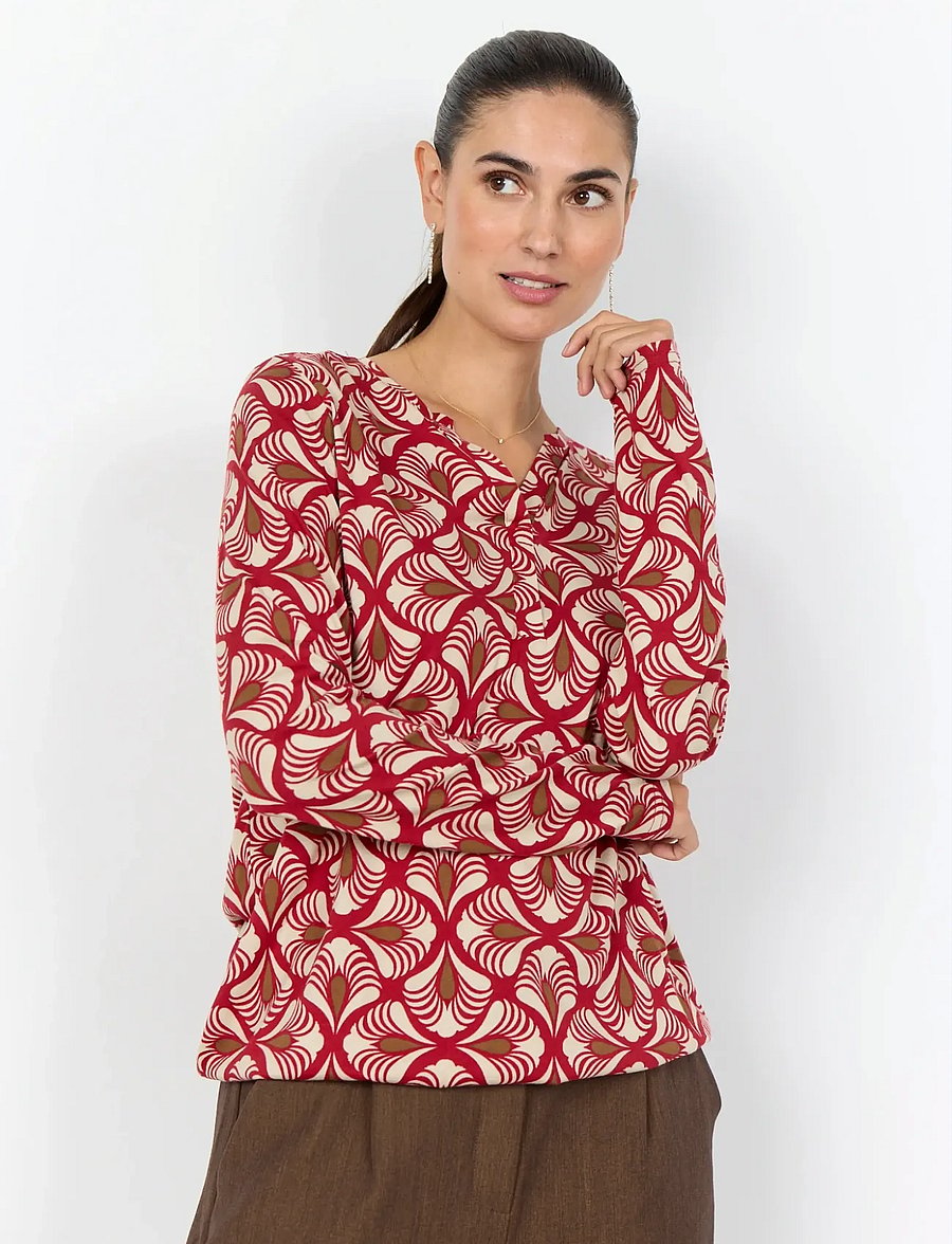 Soyaconcept - SC-FELICITY AOP - langärmelige blusen - 4177c chili pepper combi - 0