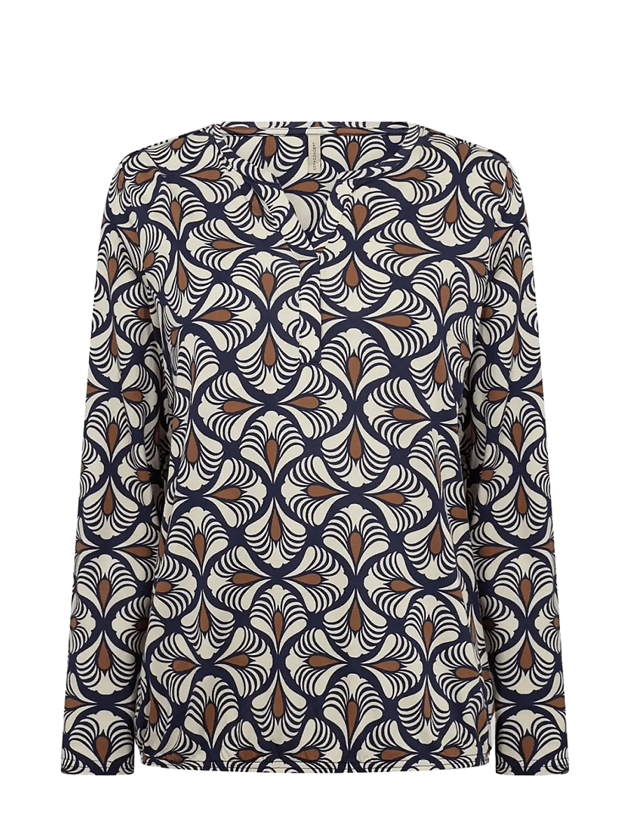 Soyaconcept - SC-FELICITY AOP - långärmade blusar - 6905c navy blazer combi - 1