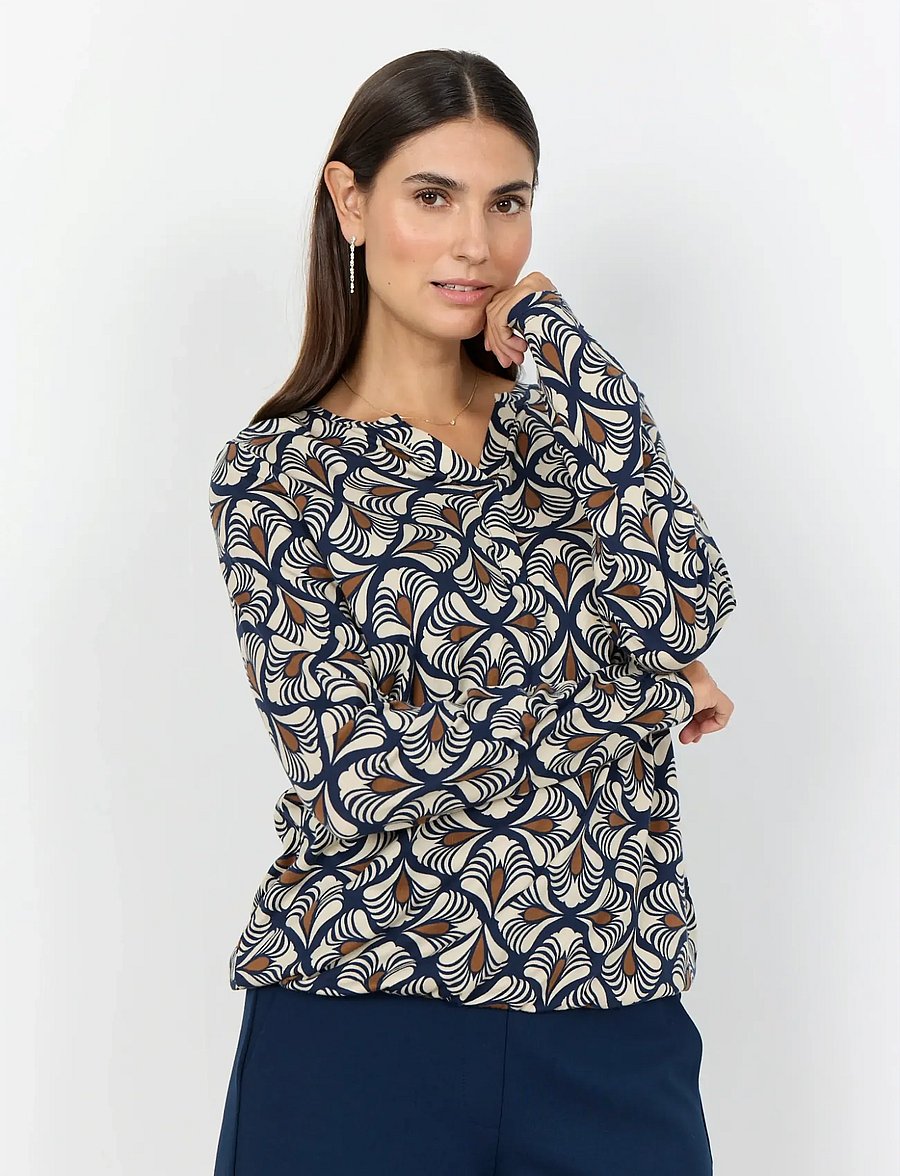 Soyaconcept - SC-FELICITY AOP - långärmade blusar - 6905c navy blazer combi - 0