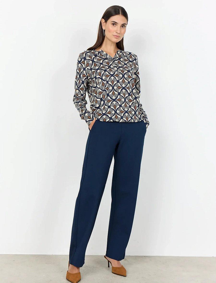 Soyaconcept - SC-FELICITY AOP - långärmade blusar - 6905c navy blazer combi - 4