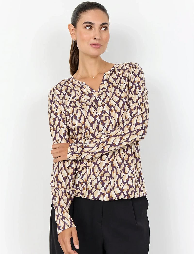 Soyaconcept - SC-FELICITY AOP - langærmede bluser - 5120c plum perfect combi - 0