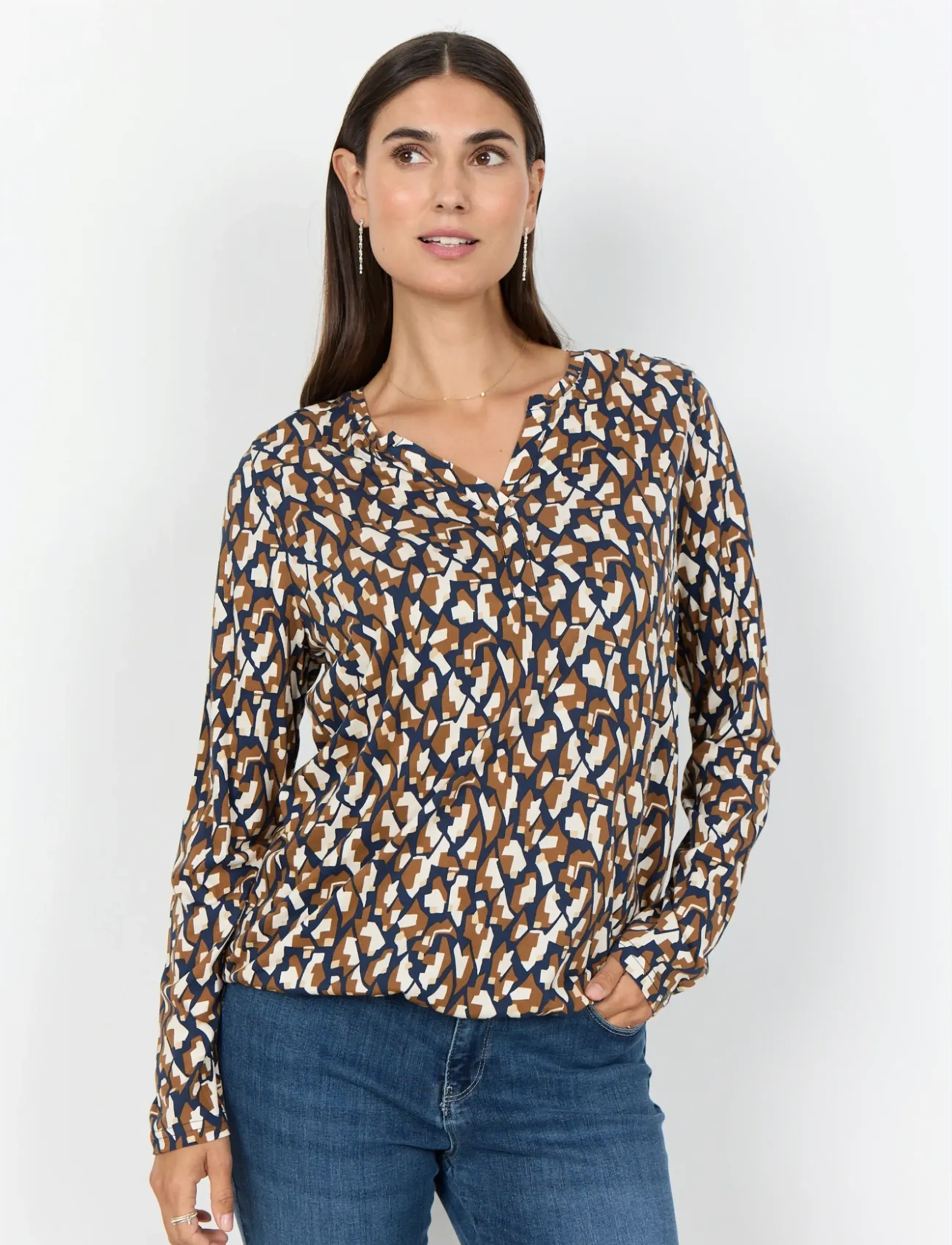 Soyaconcept - SC-FELICITY AOP - langärmelige blusen - 6905c navy blazer combi - 0