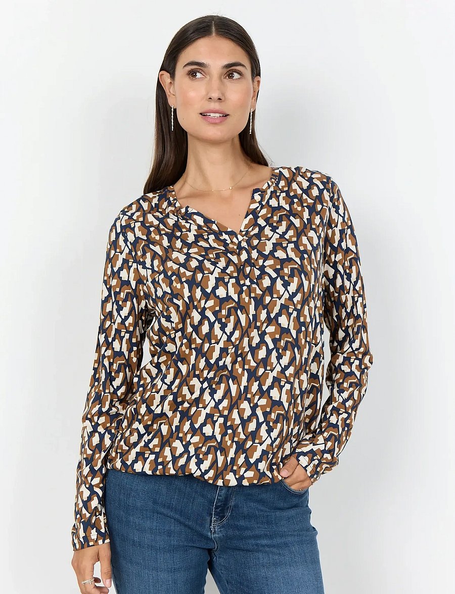 Soyaconcept - SC-FELICITY AOP - langærmede bluser - 6905c navy blazer combi - 0