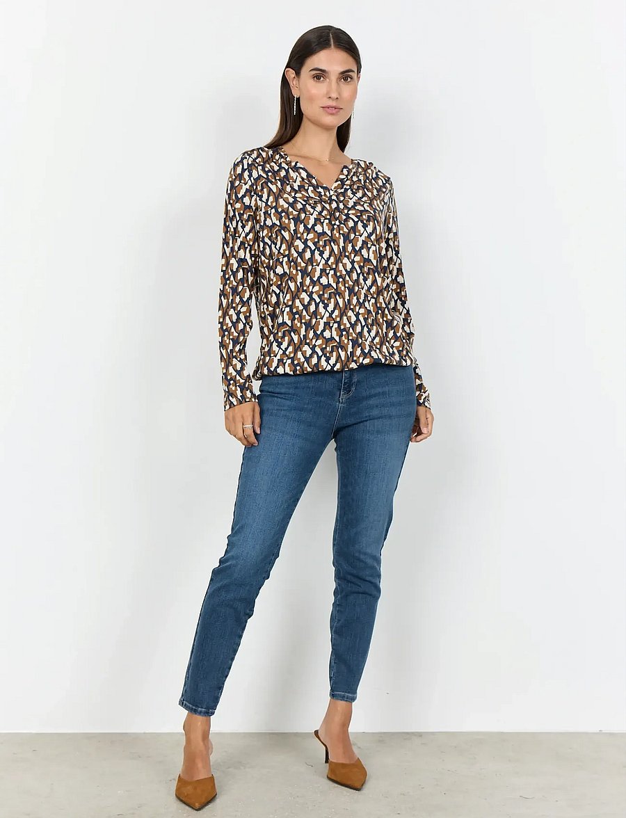 Soyaconcept - SC-FELICITY AOP - langærmede bluser - 6905c navy blazer combi - 4