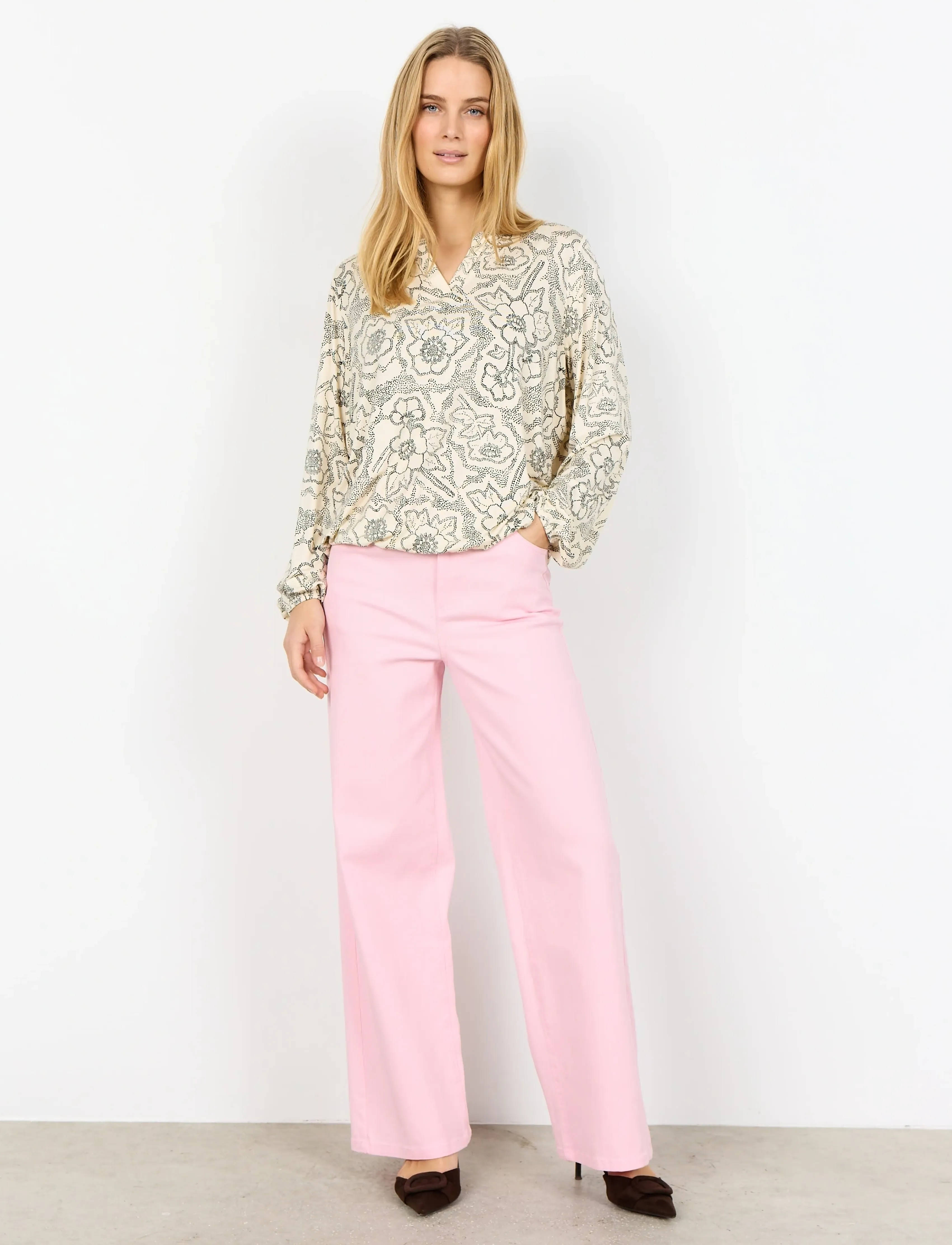 Soyaconcept - SC-MARICA AOP - langærmede bluser - 1620 cream combi - 3