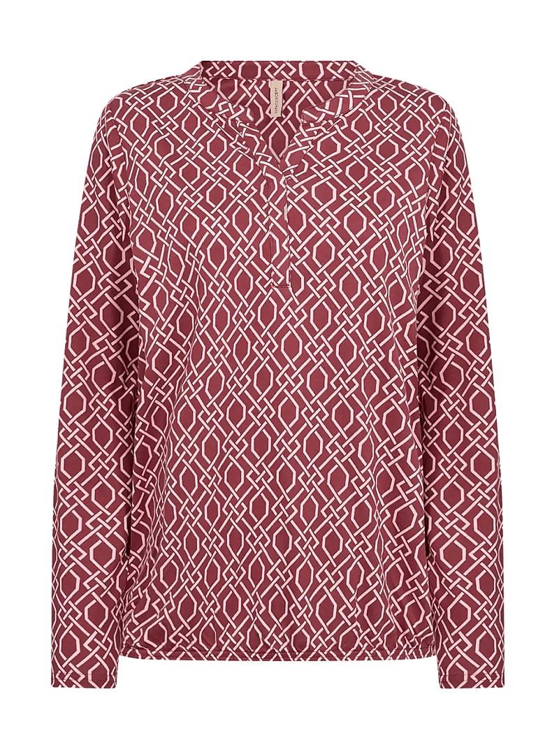 Soyaconcept - SC-FELICITY AOP - langärmlige blusen - 4470c dk. red combi - 1