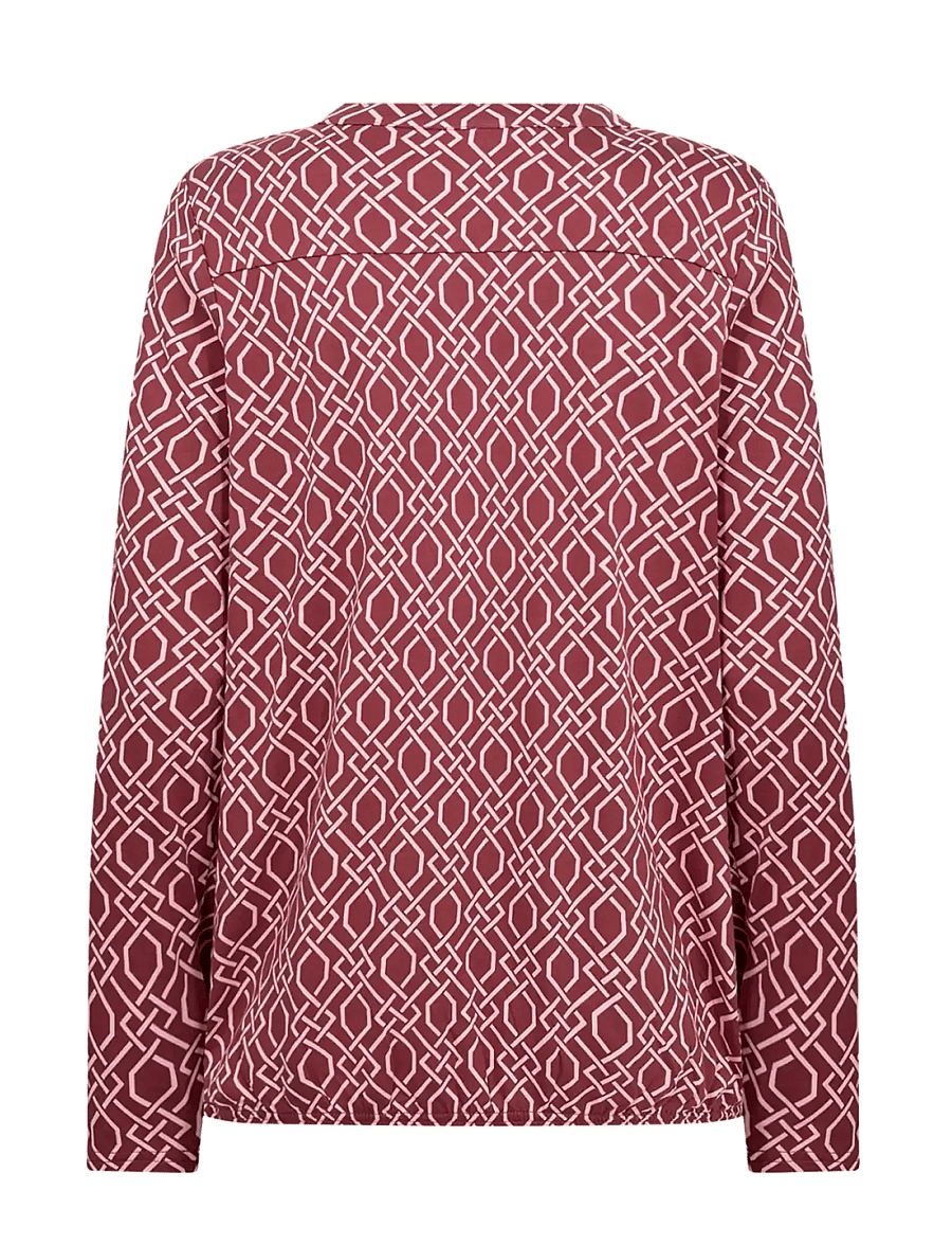 Soyaconcept - SC-FELICITY AOP - långärmade blusar - 4470c dk. red combi - 2