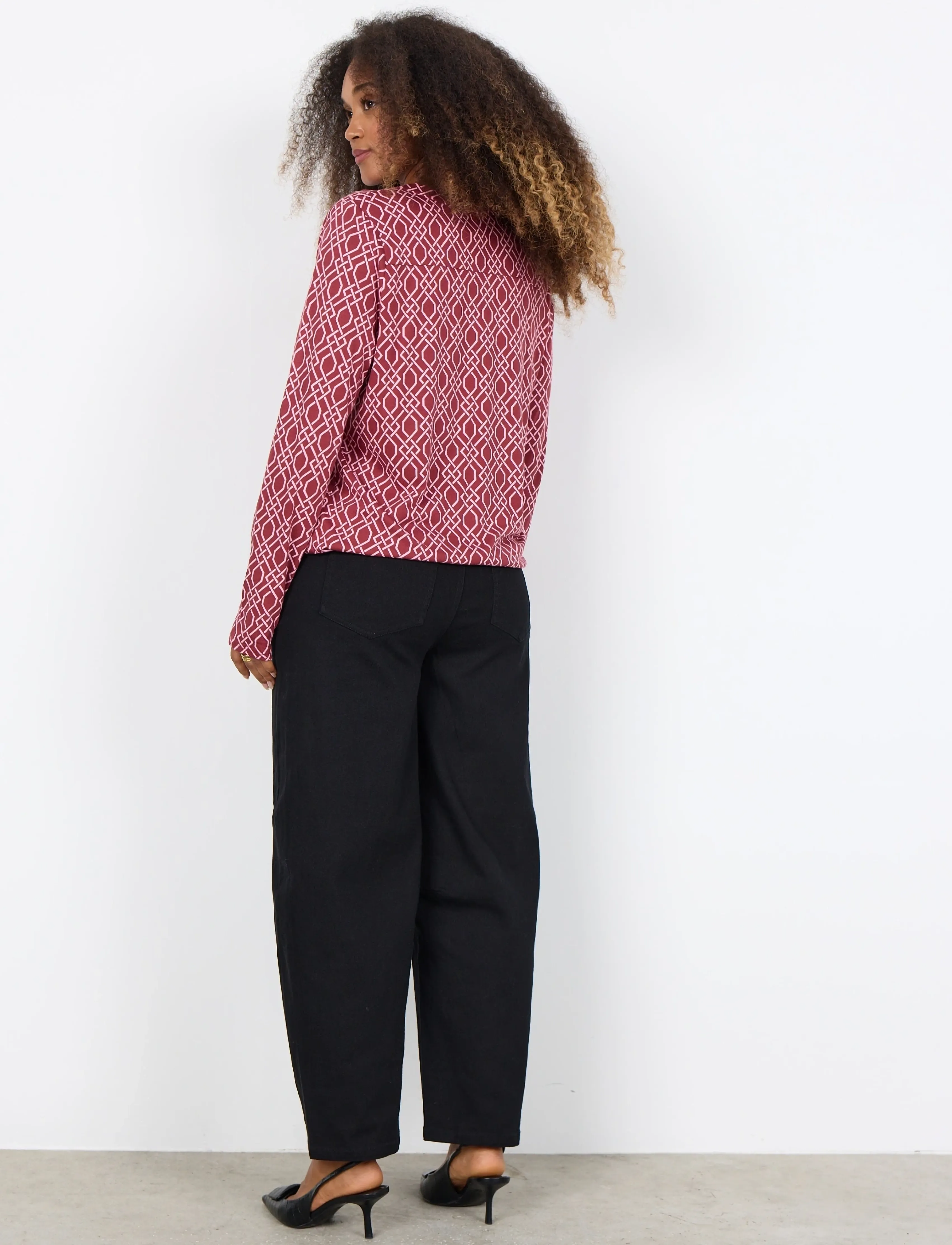 Soyaconcept - SC-FELICITY AOP - blūzes ar garām piedurknēm - 4470c dk. red combi - 4