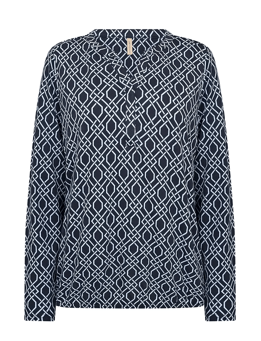 Soyaconcept - SC-FELICITY AOP - langärmelige blusen - 6910 navy combi - 1