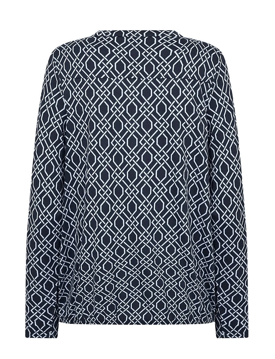 Soyaconcept - SC-FELICITY AOP - langärmelige blusen - 6910 navy combi - 2