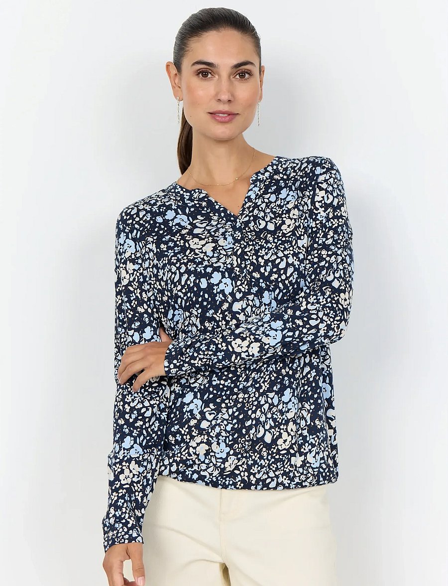 Soyaconcept - SC-FELICITY AOP - pitkähihaiset kauluspaidat - 6910 navy combi - 0