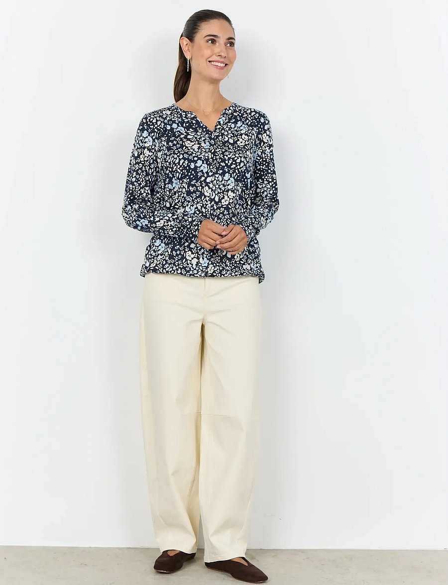 Soyaconcept - SC-FELICITY AOP - pitkähihaiset kauluspaidat - 6910 navy combi - 4