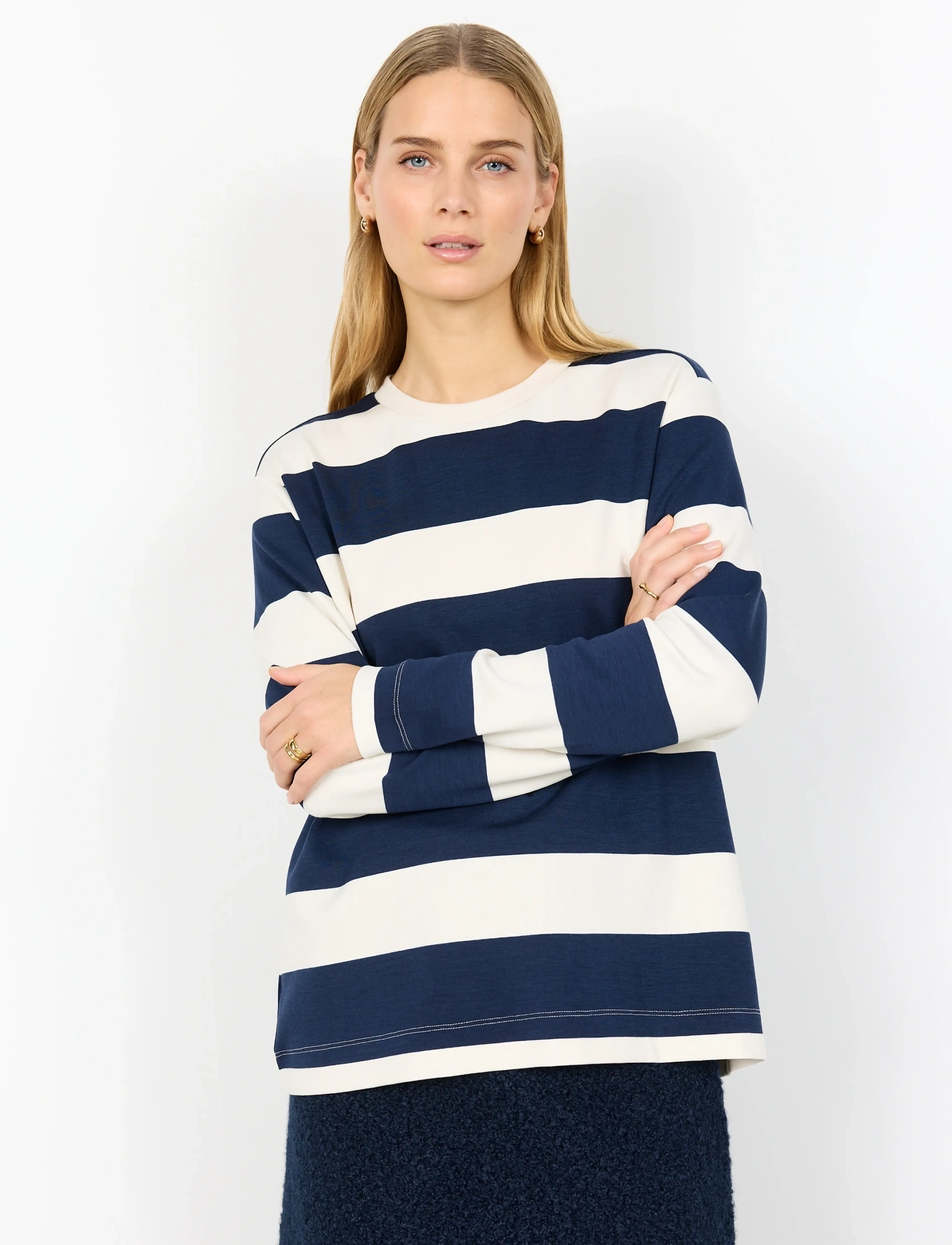Soyaconcept Sc-Barni, Kvinder, Stribet Sweatshirt, Navy, Str: L