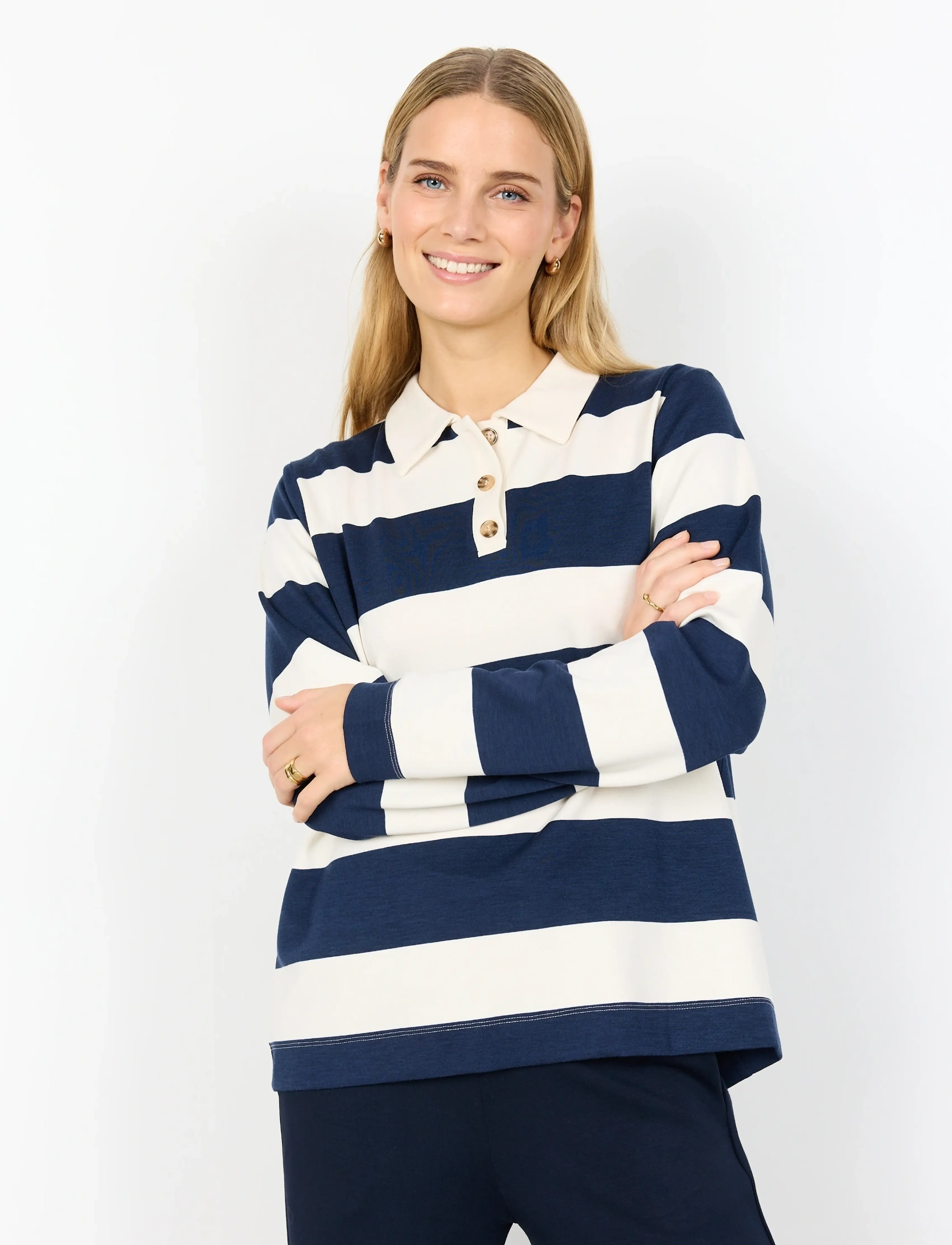Soyaconcept Sc-Barni, Kvinder, Langærmet Poloshirt, Navy, Str: XL