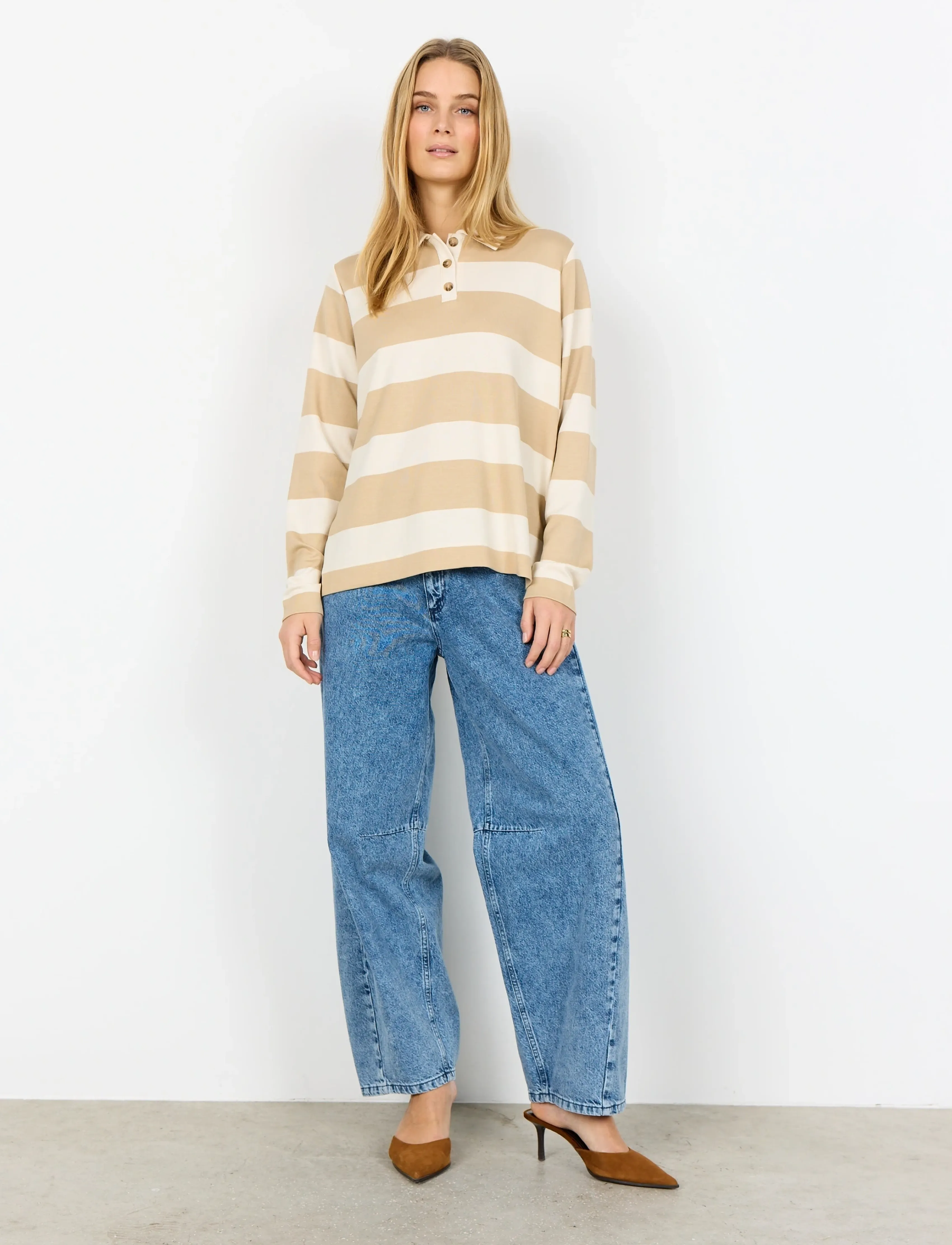 Soyaconcept - SC-BARNI - langärmlige tops - 8008 sand combi - 3
