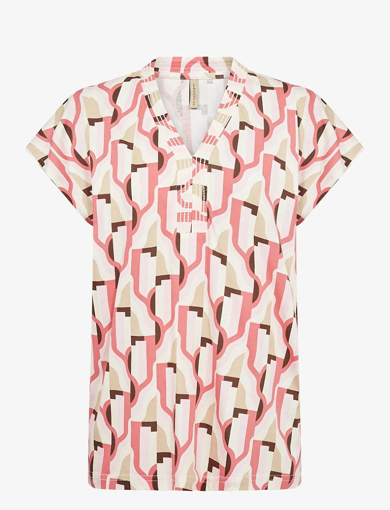 Soyaconcept - SC-FELICITY AOP - kurzämlige blusen - 4390 rapture rose combi - 0