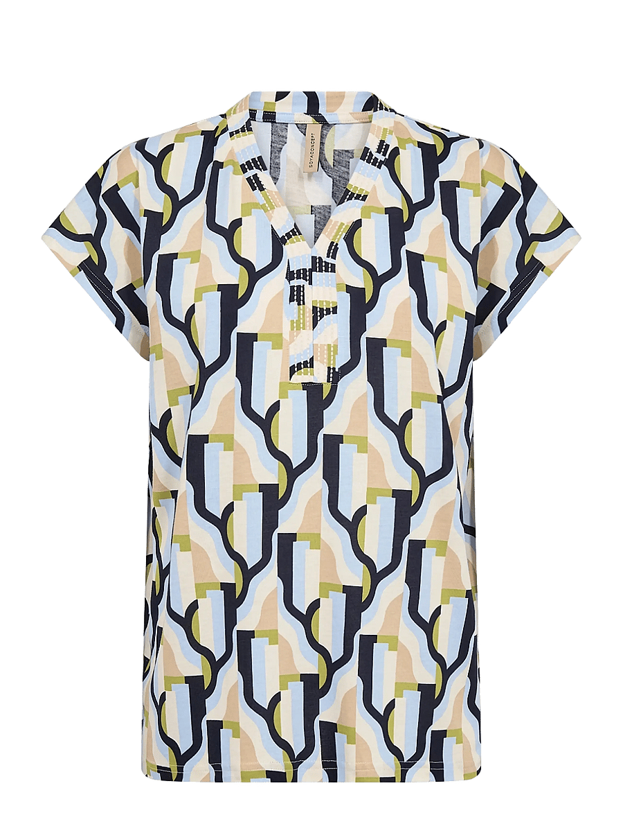Soyaconcept - SC-FELICITY AOP - kurzärmelige blusen - 6250 windsurfer combi - 1