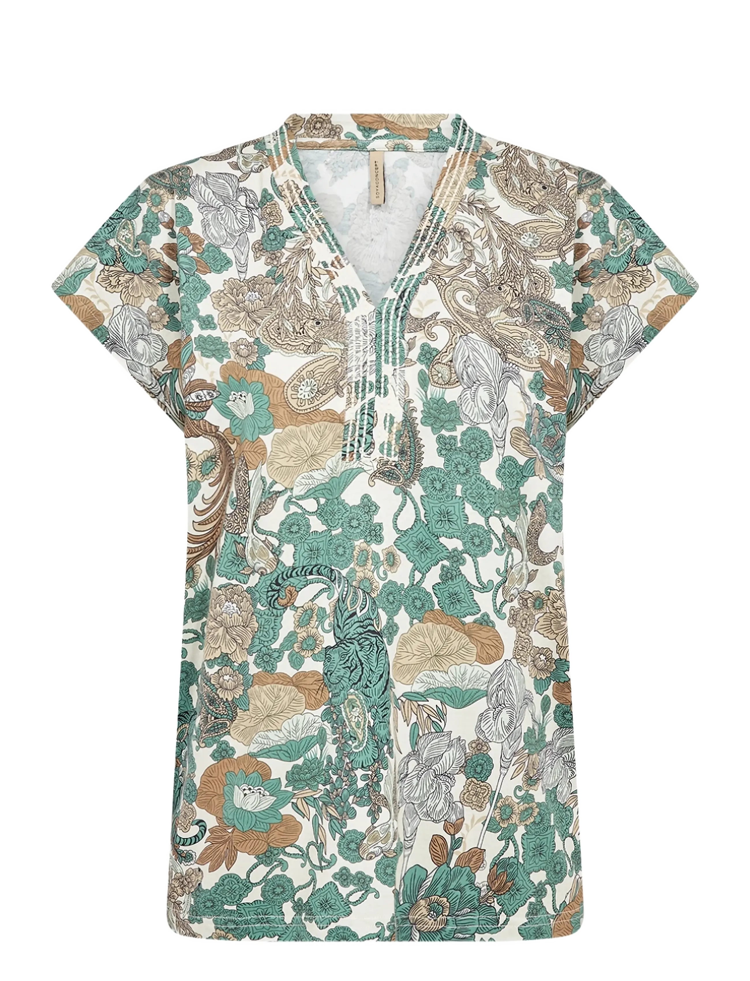 Soyaconcept SC-FELICITY AOP - T-shirts & Hauts - 7505C FROSTY SPRUCE COMBI / multi
